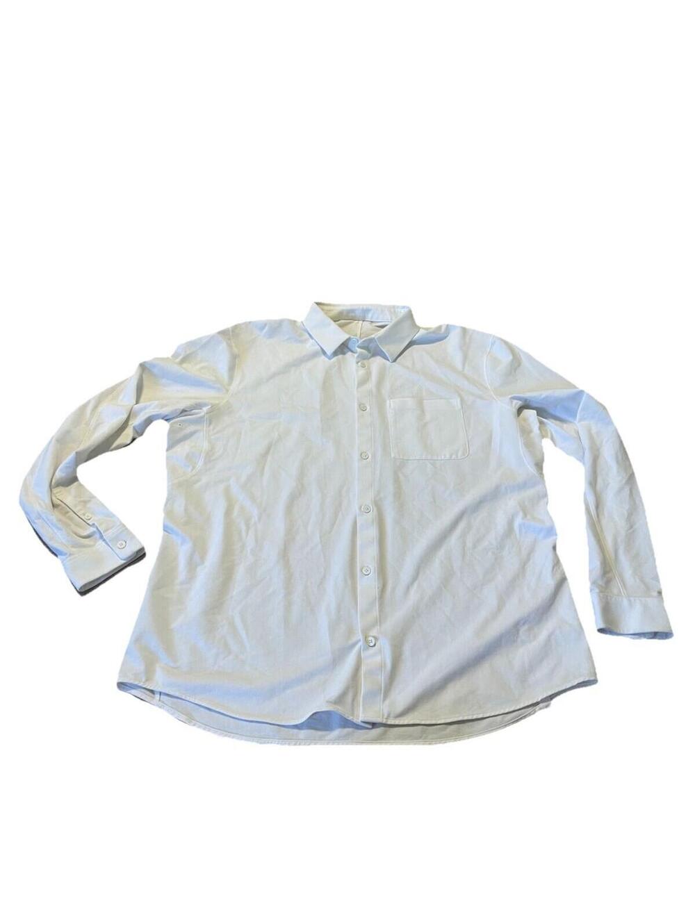 Lululemon Shirt Mens XXL White Long Sleeve Button Down Hidden Zip Pocket H98